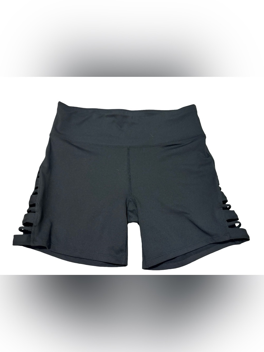 Betsey Johnson Performance Ladder Strap Compression Bike Shorts Black L